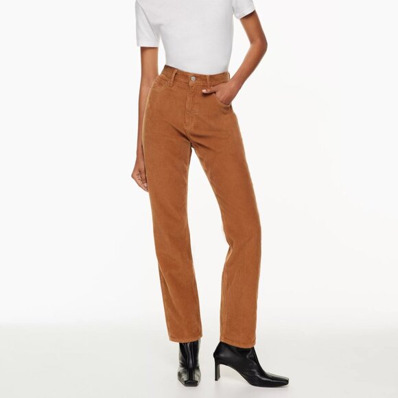 Aritzia Denim Forum Joni High Rise Loose Corduroy Pants Jeans Warm Tan Womens 31 - Picture 1 of 13